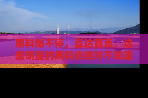 黑料爆不停，直达首页，这些明星的黑料你绝对不知道！